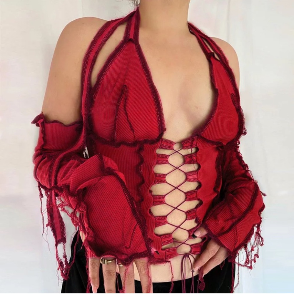 Long Sleeve Halter Top